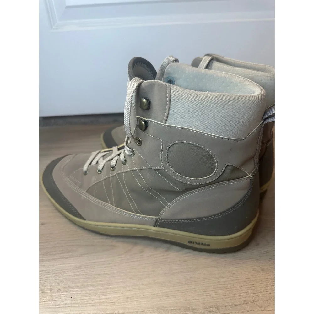 Simms Mens Tan Grey Wading Boots High Top Fly Fishing Shoes Size 14